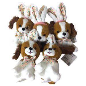 Lot of 5 Way to Celebrate Easter Stuffed Animal Puppy Dog Flower Bow Plush Toy
